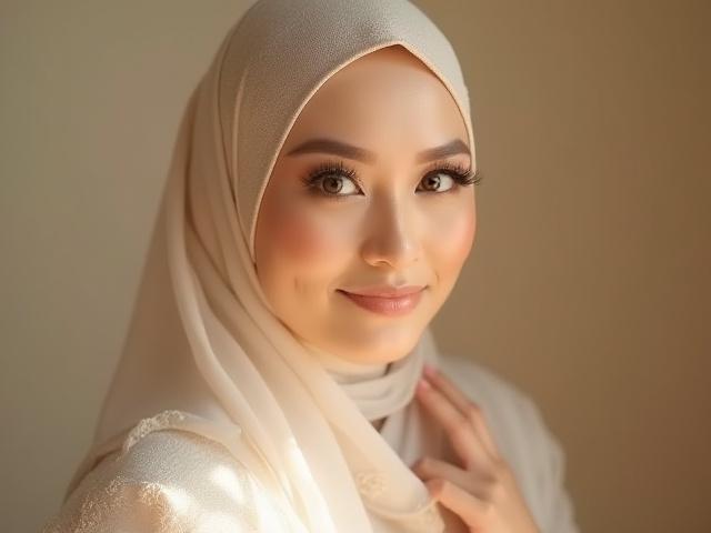 Pengantin Melayu anggun selepas solekan dan dandanan hijab profesional di Sinar Ayu
