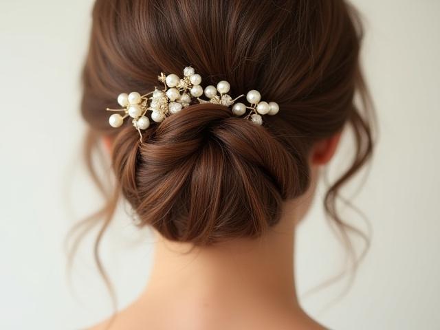 Gaya rambut pengantin moden dengan aksesori berkilauan