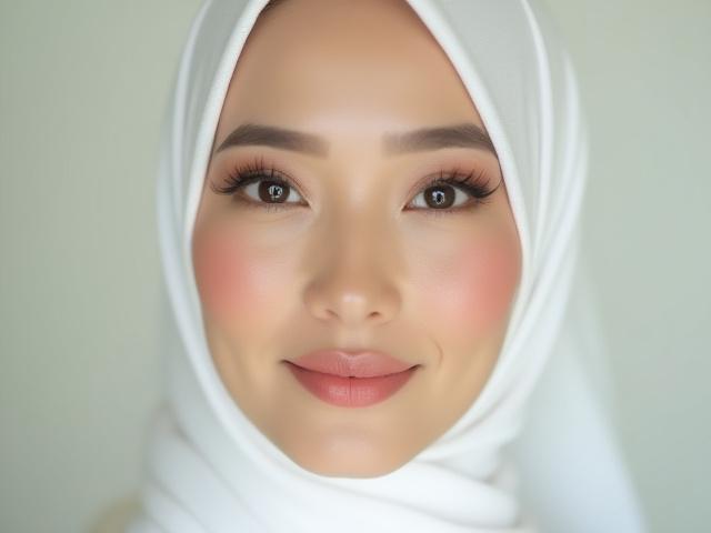 Close-up solekan nikah yang natural dan berseri pada pengantin Melayu