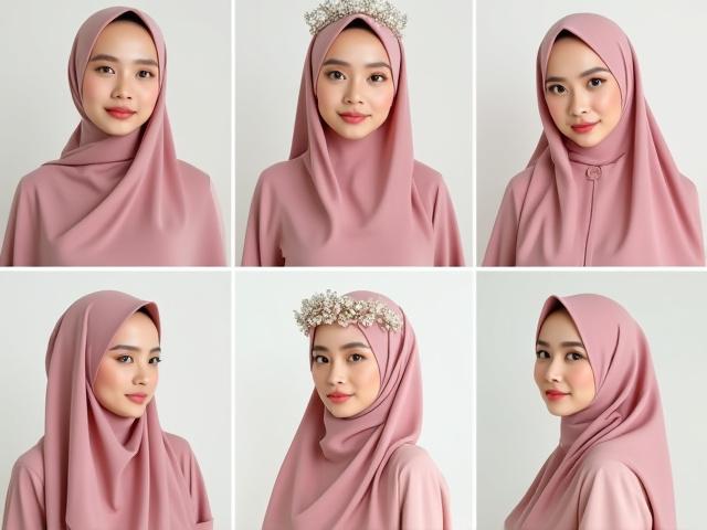 Koleksi kolaj gaya hijab pengantin moden dan klasik yang berbeza