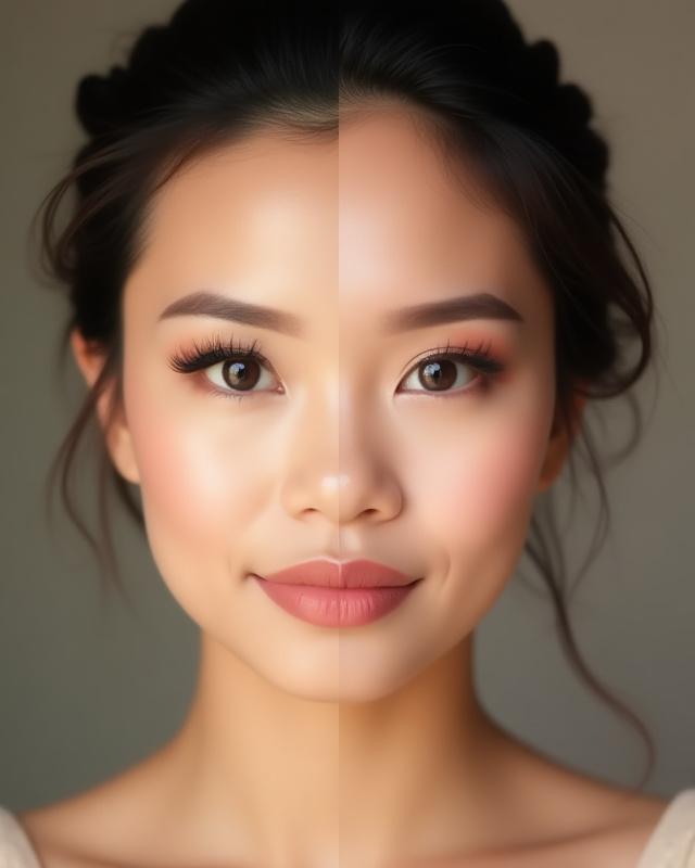 Perbandingan sebelum dan selepas solekan profesional