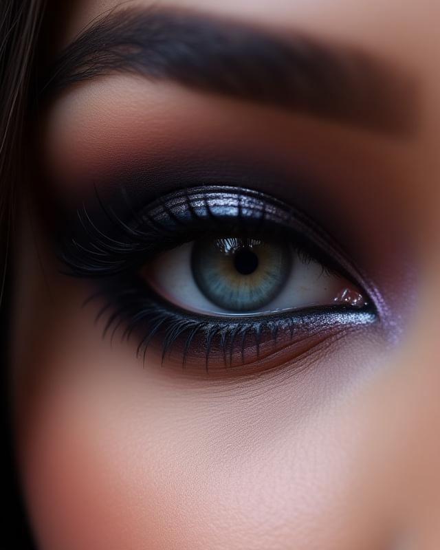 Solekan glamor dengan mata smokey untuk majlis malam